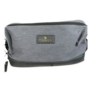 London Fog Canvas Cosmetic Bag NWT Gray Black Travel Toiletry Case Men Organizer